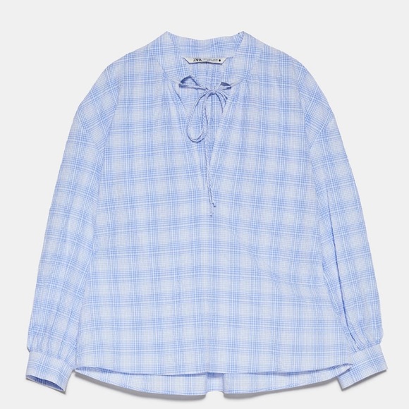 ZARA NEW SS20 BLUE WHITE CHECK BLOUSE REF:2491/913 - Picture 5 of 7